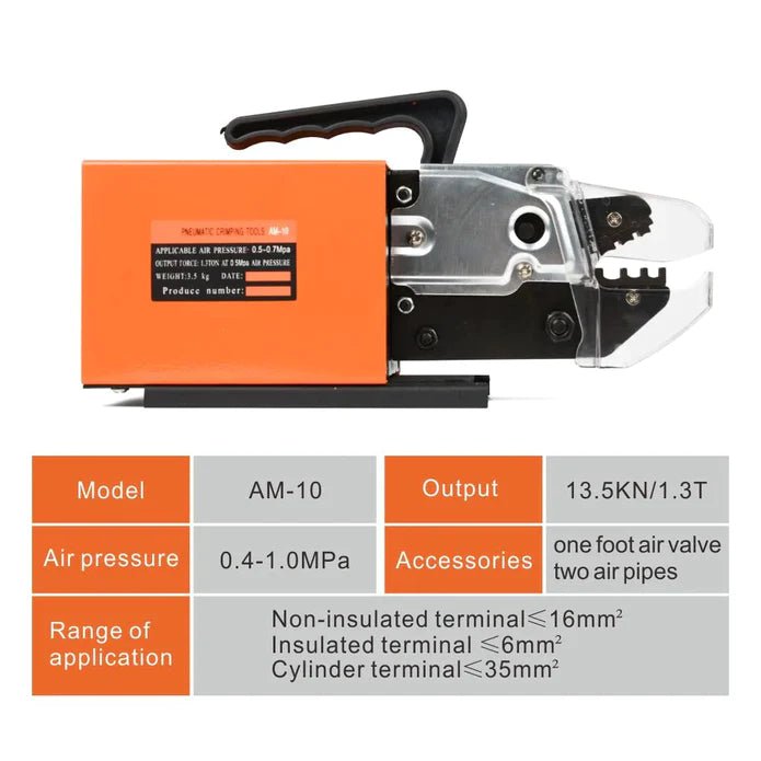 AM-10 Pneumatic Crimper Plier Machine Tool for Terminals Ferrules Crimping up to 16mm2 Max Pneumatic Crimping Machines iCrimp