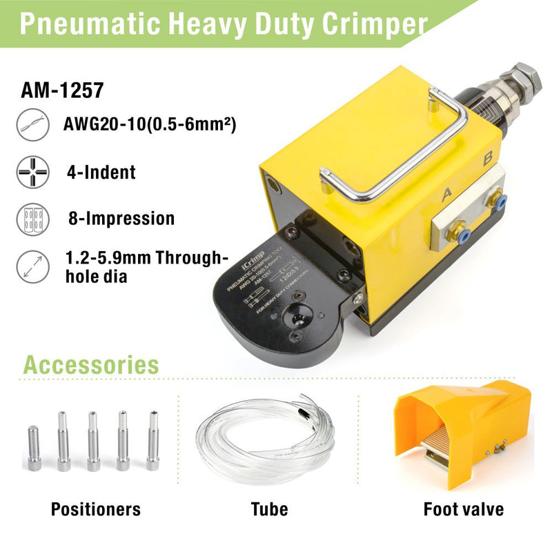AM-1257 Pneumatic Crimping Machine for Solid Contacts and Heavy Duty Contacts AWG20-10 Pneumatic Crimping Machines IWISS TOOLS