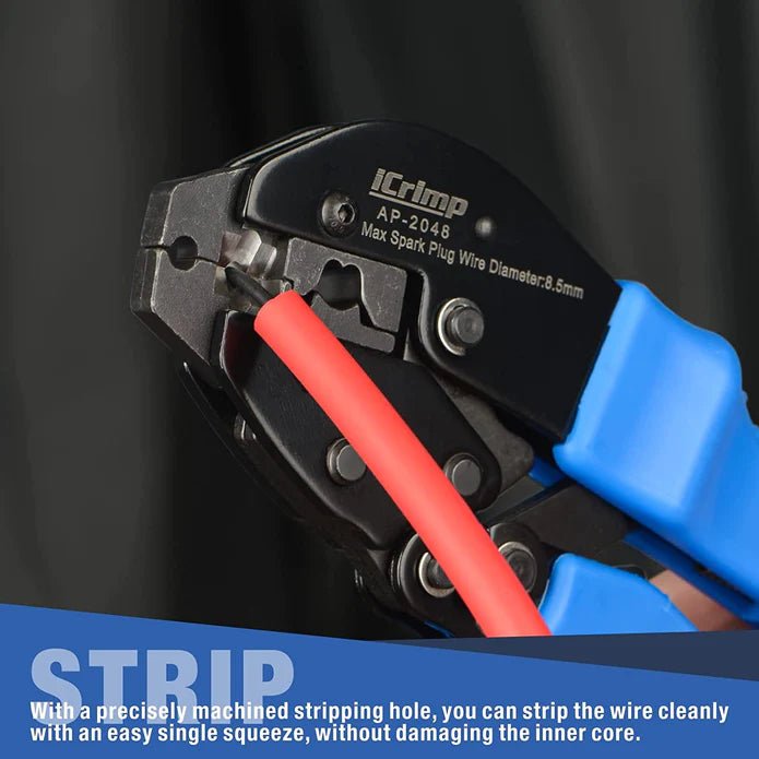 AP-2048 Ratcheting Spark Plug Connector Crimper for Ignition Cable and Spark plug wires Maximum Diameter 8.5mm Hand Crimping Pliers iCrimp