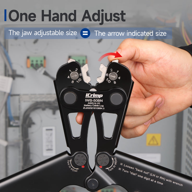 IWS-50BN Kit Battery Cable Lug Crimping Tool Kit for AWG 8-1/0 Electrical Lug with cable cutter & Stripper