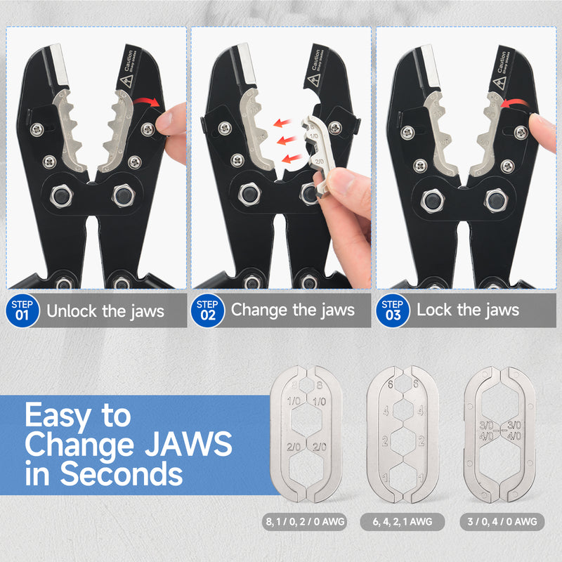 IWS-0840S Battery Cable Lug Crimping Tool Set