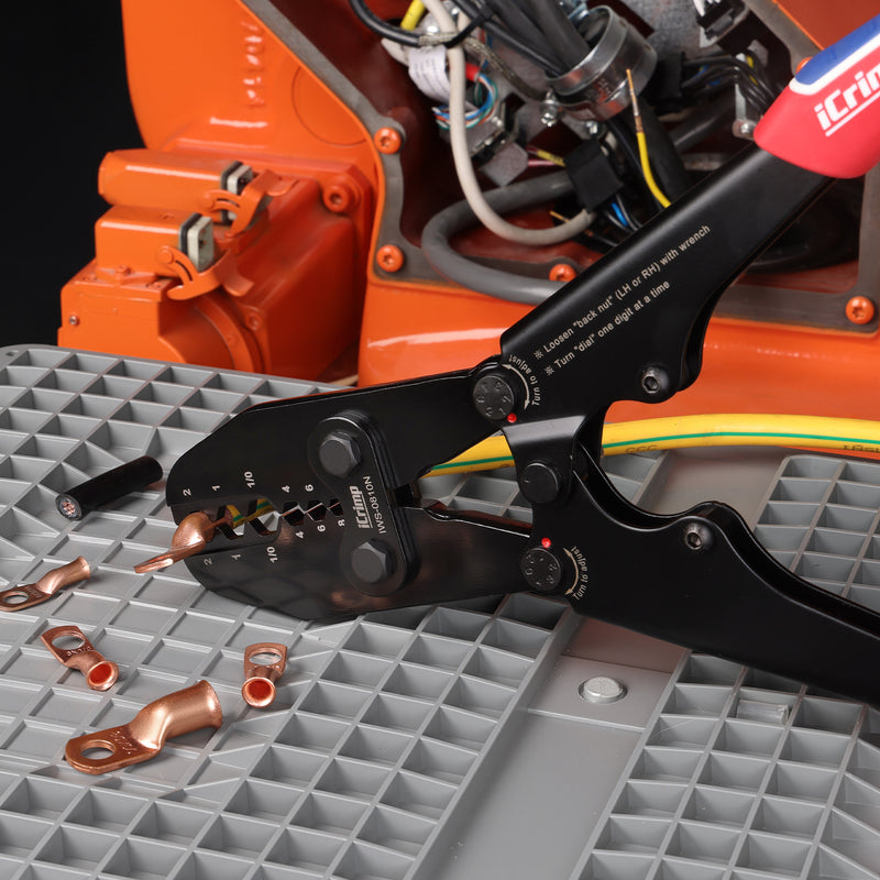 IWS-0810N Battery Cable Terminal Lug Crimping Tool for 8,6,4,2,1,1/0 AWG Electrical Copper Battery Lugs, Fixed Hexagonal Crimping Die Sets
