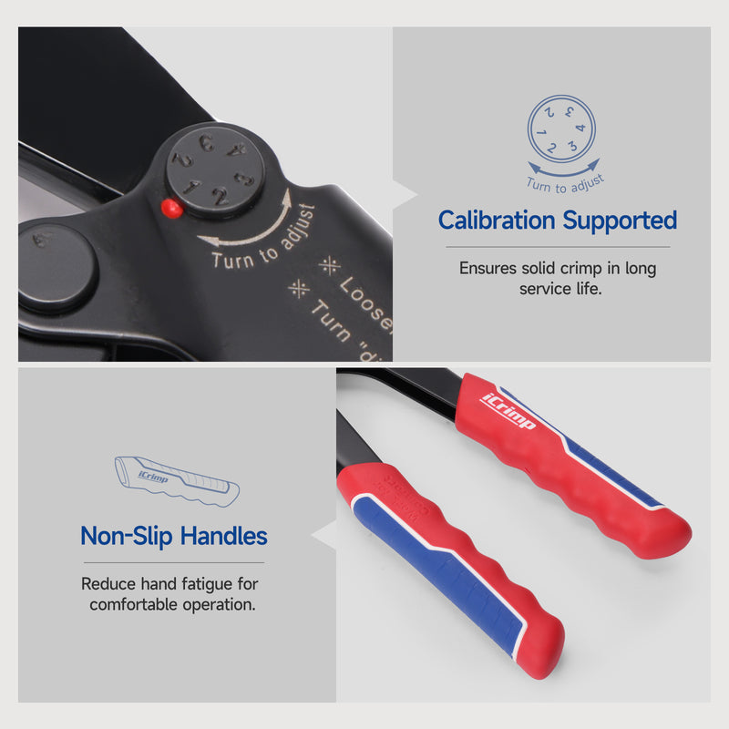 IWS-0810N Battery Cable Terminal Lug Crimping Tool for 8,6,4,2,1,1/0 AWG Electrical Copper Battery Lugs, Fixed Hexagonal Crimping Die Sets