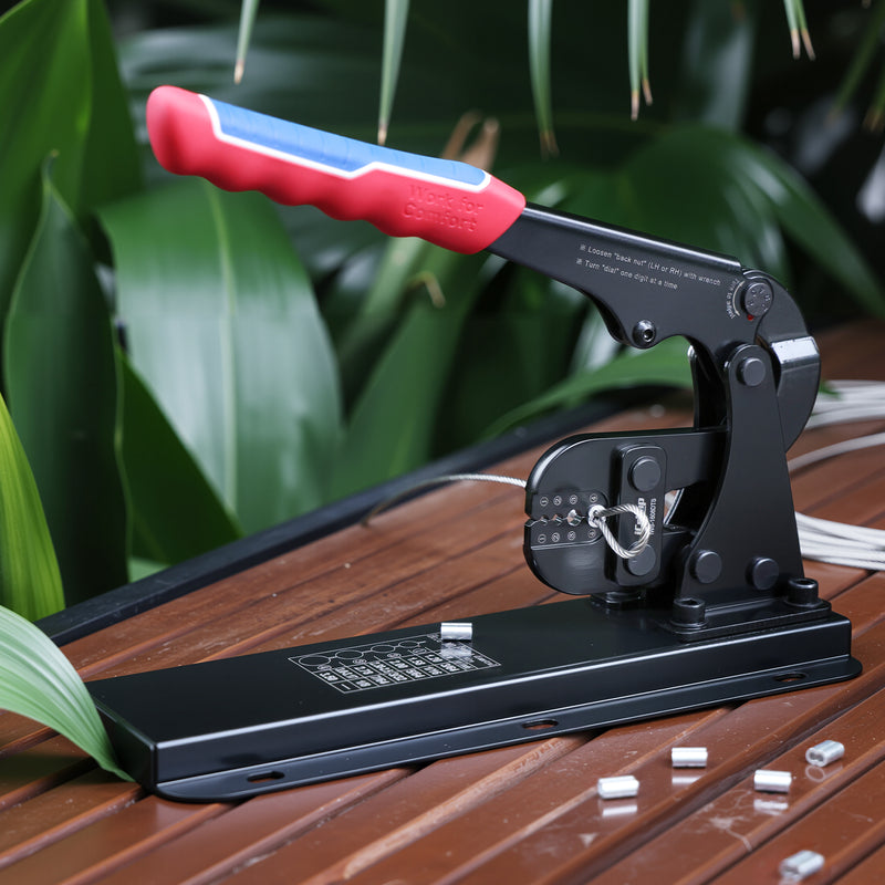 IWS-1608DTS/IWS-1608DT Bench Mount Type Swaging Tool for Crimping Aluminum Wire Rope End Sleeve, Duplex, Oval Sleeves