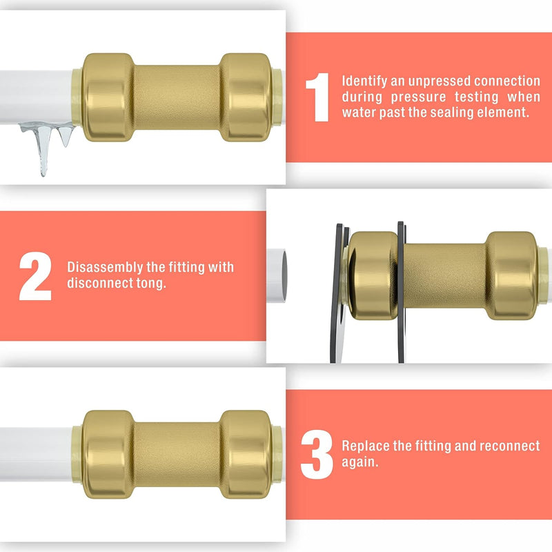 CRQ02 Disconnect Tool for Push-to-,Connect push-fit,Brass-Push fittings 1/2,3/4,1-inch Disconnect Clamp PEX Pipe Tools iCrimp