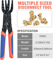 CRQ02 Disconnect Tool for Push-to-,Connect push-fit,Brass-Push fittings 1/2,3/4,1-inch Disconnect Clamp PEX Pipe Tools iCrimp