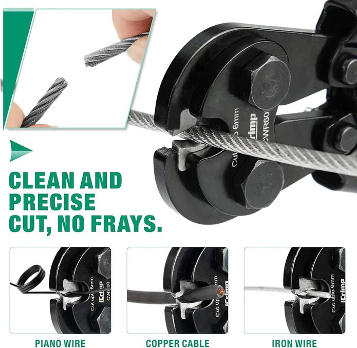 CWR60 Wire Rope Cutter for upto 6mm Wire Rope,Bicycle Cable,Aircraft Cable,Copper Cable,Piano Wire Wire Rope Cutters iCrimp