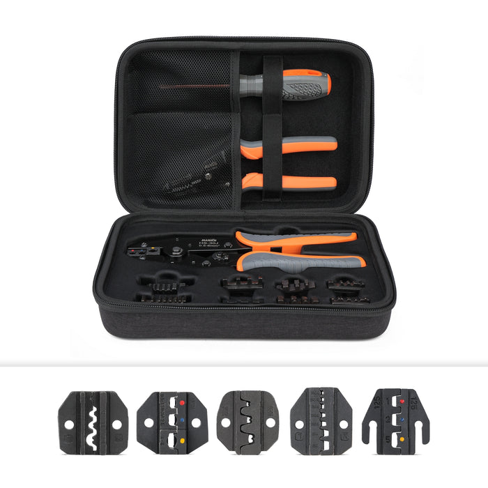 EVA-30JL Wire Crimping Tool Kit with Wire Stripper and Ratchet Wire Crimper for heat shrink connectors, wire ferrules, insulated and non-insulated terminals