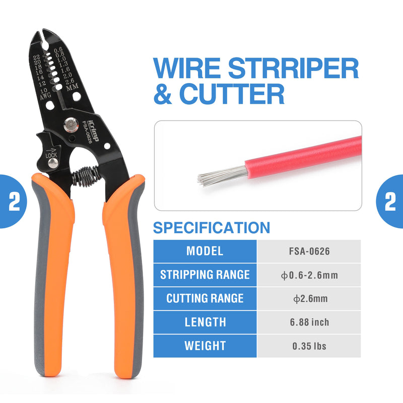 EVA-30JL Wire Crimping Tool Kit with Wire Stripper and Ratchet Wire Crimper for heat shrink connectors, wire ferrules, insulated and non-insulated terminals