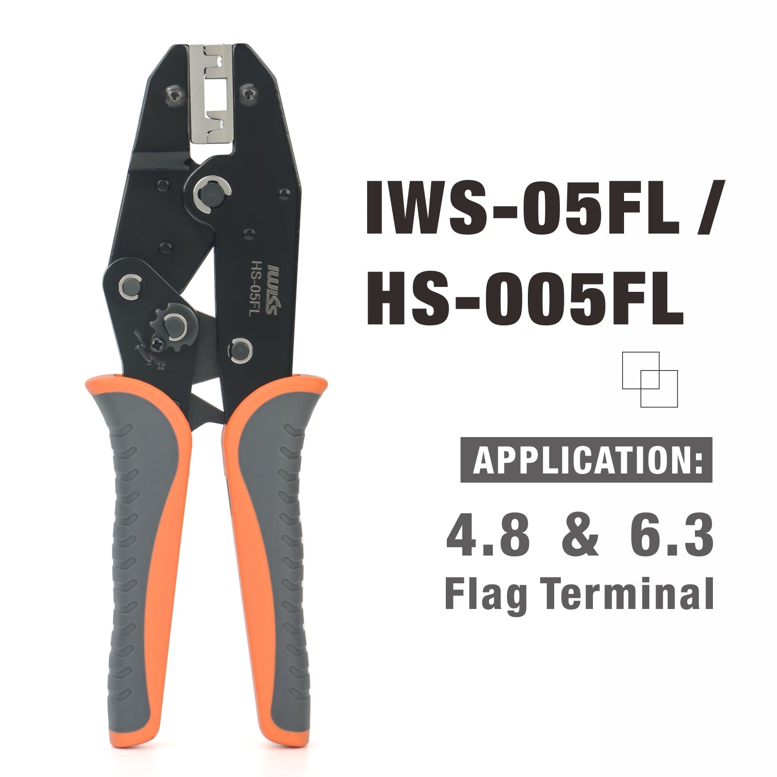 L-Shaped Elbow 4.8/6.3 Flag Type Wire Crimper — IWISS TOOLS