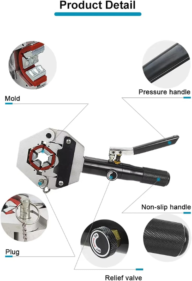 FS-7842 Hydraulic A/C Hose Crimper Kit with Snap-On 7 Dies for Car A/C Fittings, Air Conditioning Hose Repair