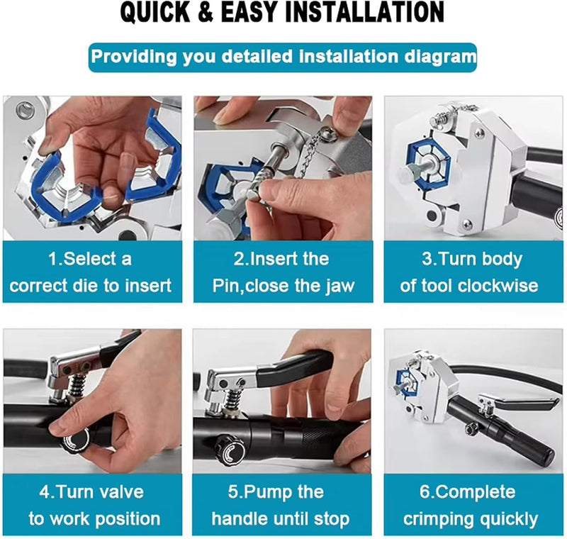 FS-7842 Hydraulic A/C Hose Crimper Kit with Snap-On 7 Dies for Car A/C Fittings, Air Conditioning Hose Repair