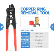 ICP-1234AH Dual Size PEX Crimp Tool Kit for 1/2" & 3/4" Copper Crimp Rings, with PEX Removal Tool and Cutter PEX Pipe Tools iCrimp