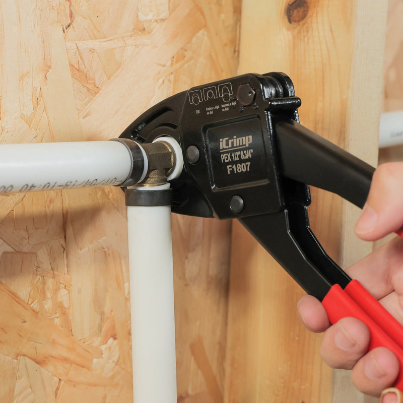 ICP-1234AH Dual Size PEX Crimp Tool Kit for 1/2" & 3/4" Copper Crimp Rings, with PEX Removal Tool and Cutter PEX Pipe Tools iCrimp