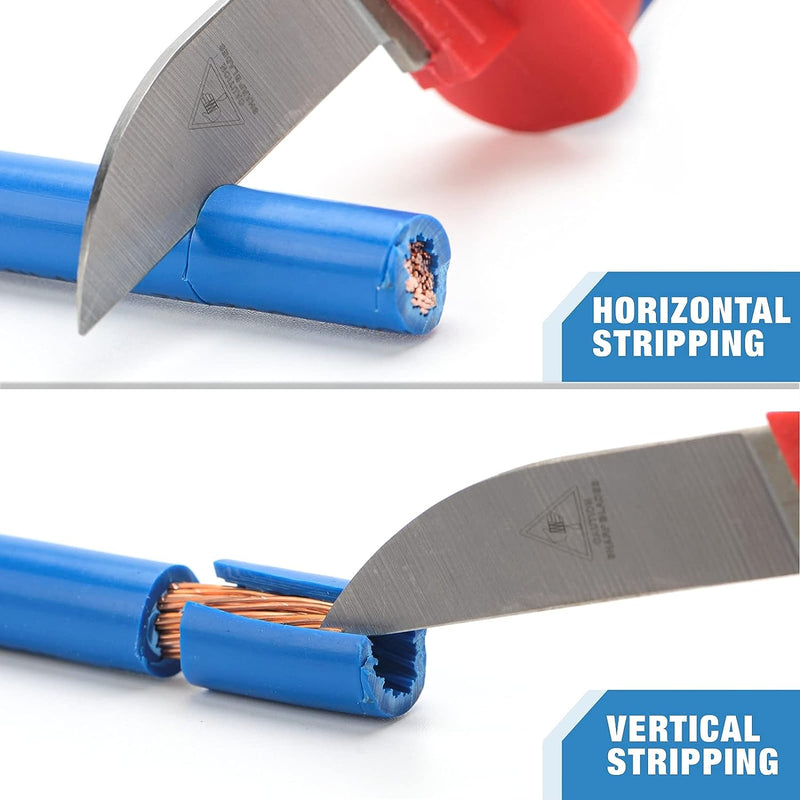 ICP-211 ICP-211A Utility Knife for Cable Skinning, Wire Insulation Dismantling Knife, 2-Pack Insulated Electricians Cable Stripping Knives, Fixed Blade Wire Stripper & Cable Cutter iCrimp