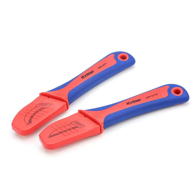 ICP-211 ICP-211A Utility Knife for Cable Skinning, Wire Insulation Dismantling Knife, 2-Pack Insulated Electricians Cable Stripping Knives, Fixed Blade Wire Stripper & Cable Cutter iCrimp