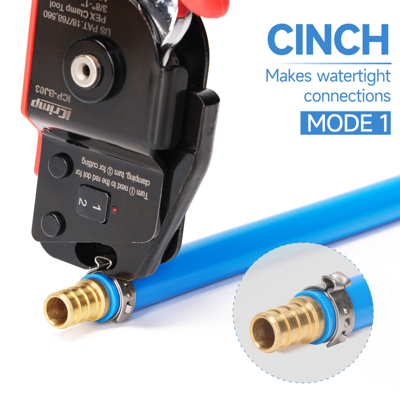 ICP-BJ03 PEX Clamp Tool for Cinch and Removal of 3/8-in, 1/2-in, 3/4-in and 1-in PEX Clamp Rings, One-handed PEX Crimping Tool PEX Pipe Tools iCrimp