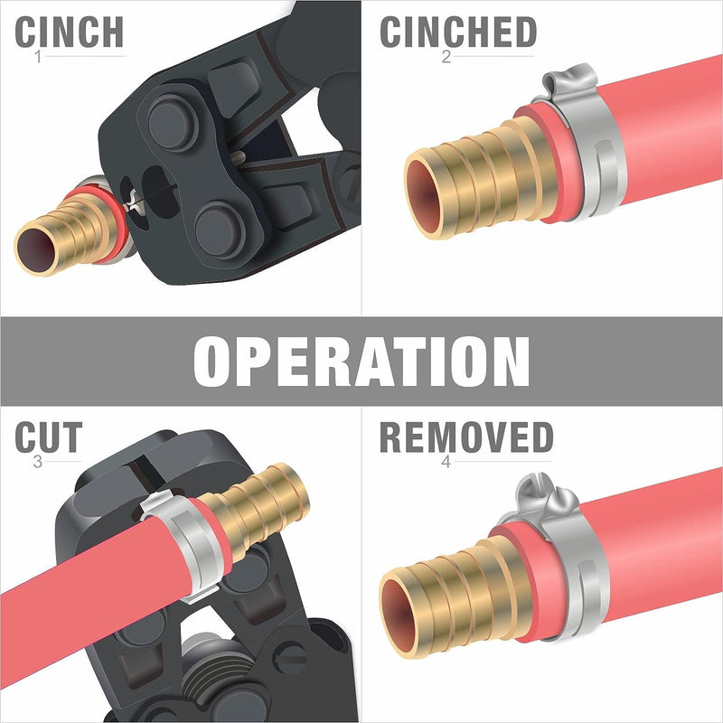 ICP-PC02 PEX Clamp Tool for Pinching and Removing Stainless Steel PEX Clamp Rings, 3/8", 1/2", 3/4", 5/8" and 1", PEX Clamp Removal Tool PEX Pipe Tools iCrimp