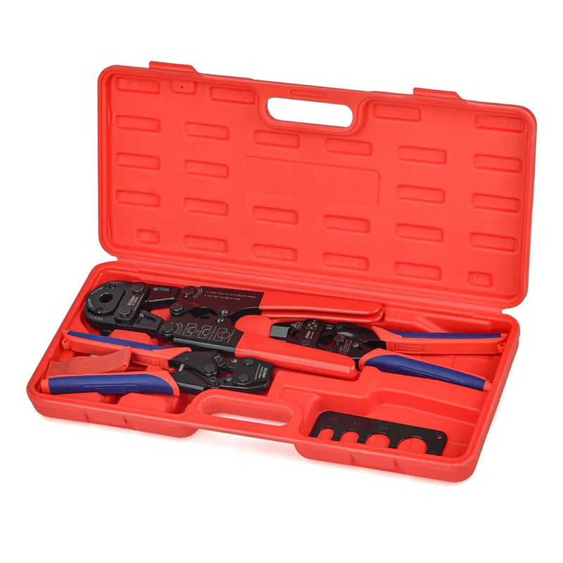 ICP-PK01 KIT PEX Crimping Tool Set for Copper Crimp Ring and PEX Cinch Clamp, Crimping and Removing PEX Crimp Fittings 1/2'', 3/4'', 1'', 7 Pieces PEX Pipe Tools iCrimp