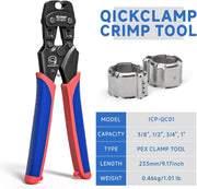 ICP-QC01 Qick clamp Crimp Tool for 1/2'', 3/4'', 1'' Qickclamp Crimp Ring PEX Pipe Tools iCrimp