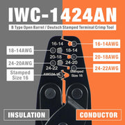 IWC-1424AN Deutsch Stamped Contacts Crimping Tool, DT Series Crimp Tool for Size 16 Contacts Hand Crimping Pliers iCrimp