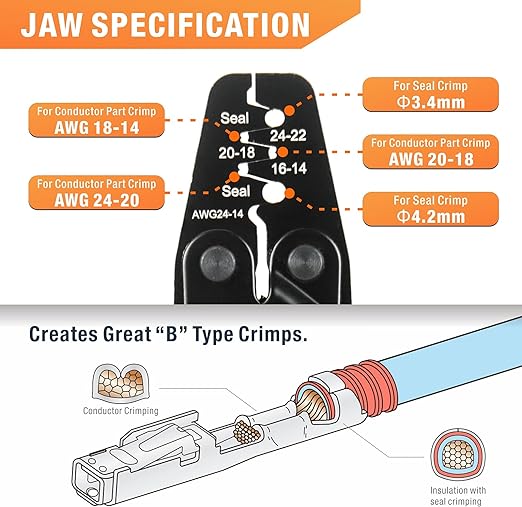 IWC-1424B Weather Pack Terminal Crimper for 0.35-2.0mm² AWG24-14 Hand Crimping Pliers iCrimp