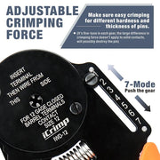 IWD-12 Closed Barrel Crimper 4 Way Indent,8 Impression Type for Deutsch Solid Contacts gage 12 Hand Crimping Pliers iCrimp