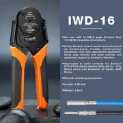 IWD-16 Closed Barrel Crimper 4 Way Indent, 8 Impression Type for Deutsch Solid Contacts gage 14,16&18 Hand Crimping Pliers iCrimp