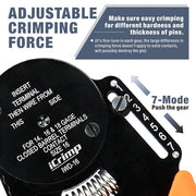 IWD-16 Closed Barrel Crimper 4 Way Indent, 8 Impression Type for Deutsch Solid Contacts gage 14,16&18 Hand Crimping Pliers iCrimp