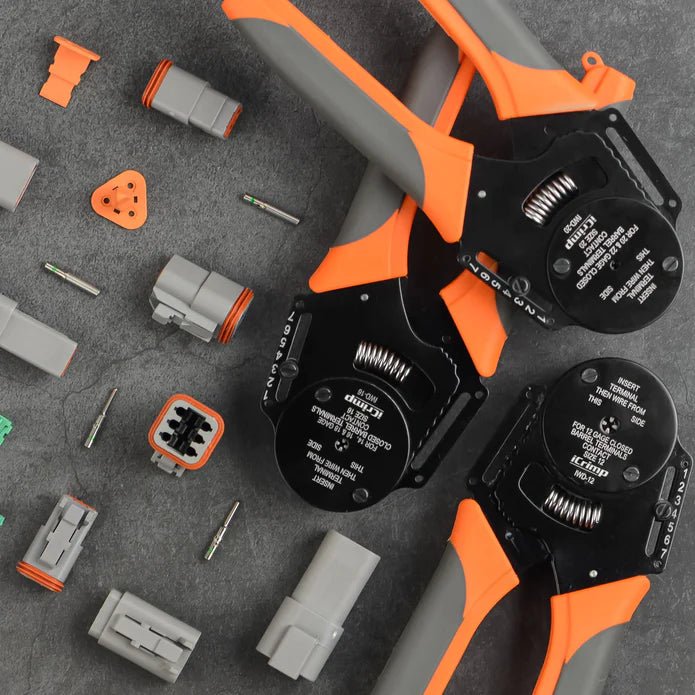 IWD-20 Closed Barrel Crimper 4 way Indents, 8 Impressions for Deutsch Solid Contacts gage 20&22 Hand Crimping Pliers iCrimp