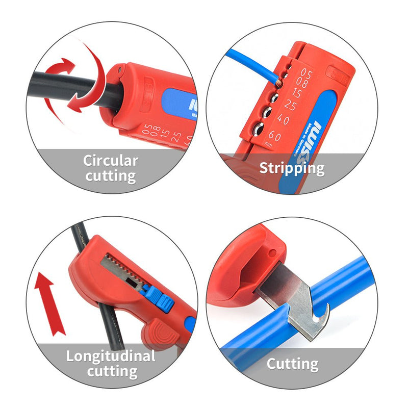 IWE-16 Quadro Multifunctional Stripper with Stripping and Skinning Range 20-10 AWG (0,5 - 6,0 mm²) Cable Stripper & Wire Cutters IWISS