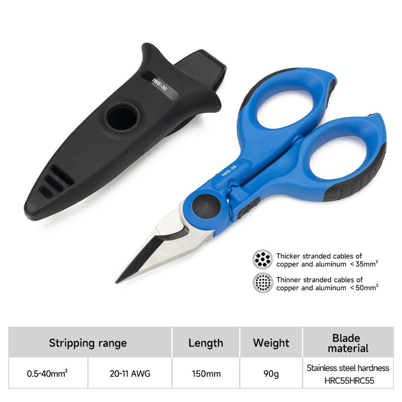 IWE-35 Cable Scissors with Stripping and Crimping Function Electricians' Shears Cable Stripper & Wire Cutters IWISS