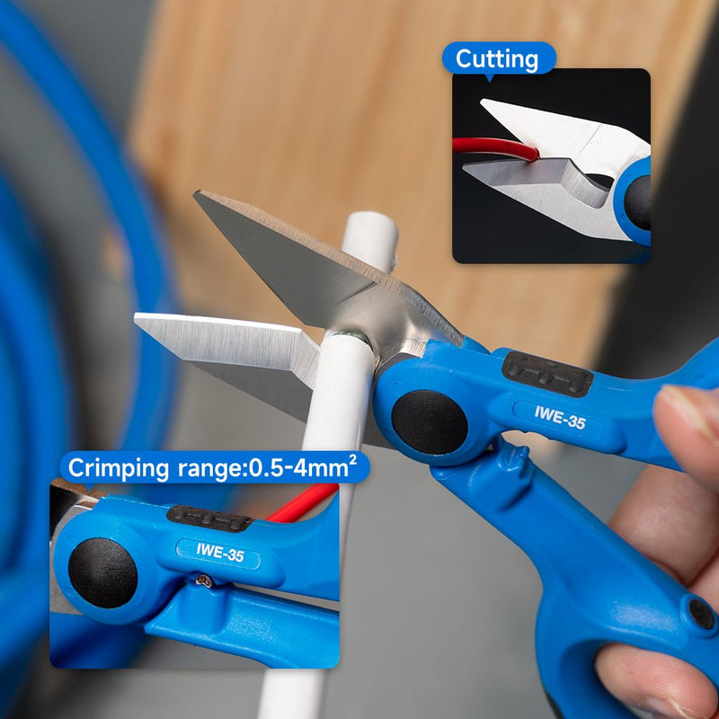 IWE-35 Cable Scissors with Stripping and Crimping Function Electricians' Shears Cable Stripper & Wire Cutters IWISS