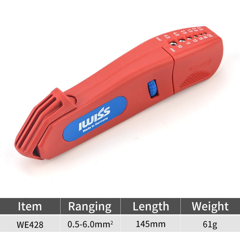 IWE-428 Cable Knife with Stripping function integrated in the housing Working range 20-10 AWG (0.5-6 mm²) Cable Stripper & Wire Cutters IWISS TOOLS