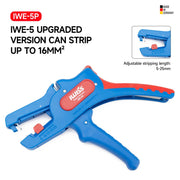 IWE-5 Wire Stripping Pliers Adjustable 24-10 AWG (0.2-6.0 mm²) Cable Stripper & Wire Cutters IWISS