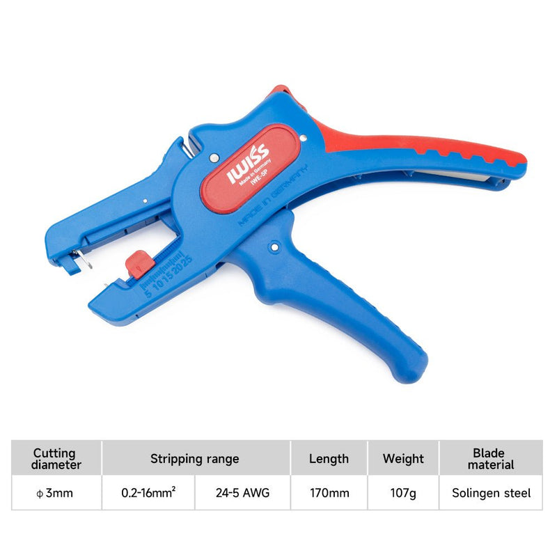 IWE-5 Wire Stripping Pliers Adjustable 24-10 AWG (0.2-6.0 mm²) Cable Stripper & Wire Cutters IWISS