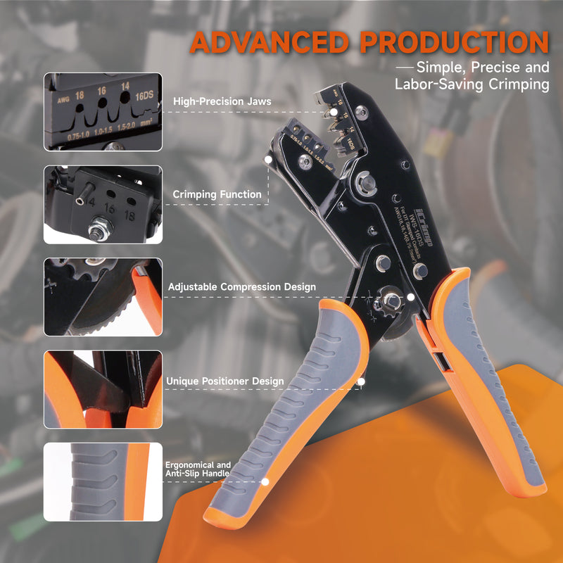 IWS-16DS Ratchet Deutsch Crimp Tool for DT Connector, Deutsch Open barrel Terminal Wire Crimping Tool for AWG18,16,14 Hand Crimping Pliers iCrimp