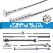 IWS-2316LR 22 Inch Stainless Steel Swage Stud Crimper for 1/8" to 3/16" Stainless Steel Wire Rope Tensioners Wire Rope Swaging Tools iCrimp