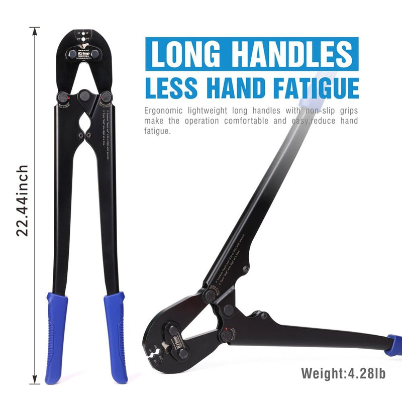 IWS-2316LR 22 Inch Stainless Steel Swage Stud Crimper for 1/8" to 3/16" Stainless Steel Wire Rope Tensioners Wire Rope Swaging Tools iCrimp