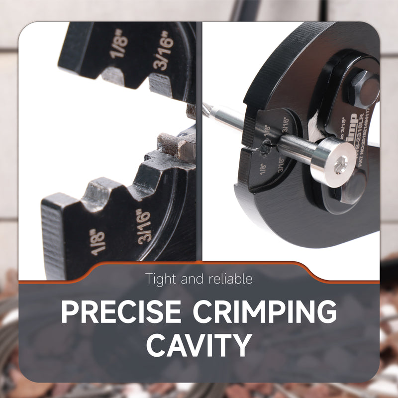 IWS-2316LR 22 Inch Stainless Steel Swage Stud Crimper for 1/8" to 3/16" Stainless Steel Wire Rope Tensioners Wire Rope Swaging Tools iCrimp