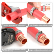 KG-1096 KIT PEX Pipe Clamp Cinch Tool Crimping Tool for Stainless Steel Clamps from 3/8-inch to 1-inch with 1/2-inch 20PCS and 3/4-inch 10PCS SS PEX Clamps PEX Pipe Tools iCrimp