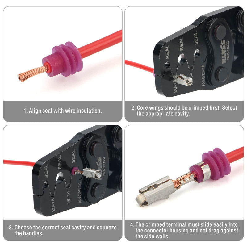 IWS-1420D Weather-Pack/Metri-Pack Crimping Tool, 20-14 AWG Wire Crimper for Delphi Packard Sealed & Unsealed Terminals Hand Crimping Pliers iCrimp