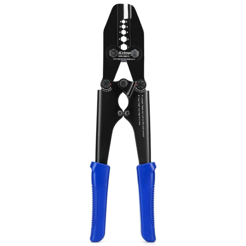 IWS-0801C Heavy Duty Copper Lug Crimping Tool for AWG 8,6,4,2,1 Gauge Battery Cable Ring Terminal Ends with Built-in Cable Cutter Hand Crimping Pliers iCrimp