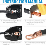 IWS-0801C Heavy Duty Copper Lug Crimping Tool for AWG 8,6,4,2,1 Gauge Battery Cable Ring Terminal Ends with Built-in Cable Cutter Hand Crimping Pliers iCrimp