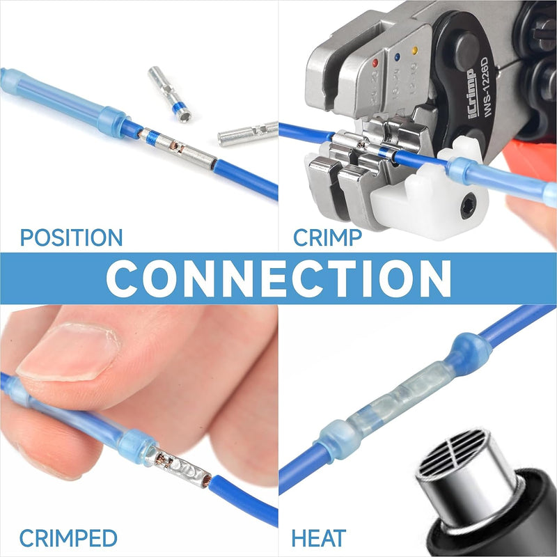 IWS-1226D Crimping Tools Works for Raychem TE MiniSeal Low Profile Environmental Splices M81824/1-XX from AWG 26-12 Hand Crimping Pliers iCrimp
