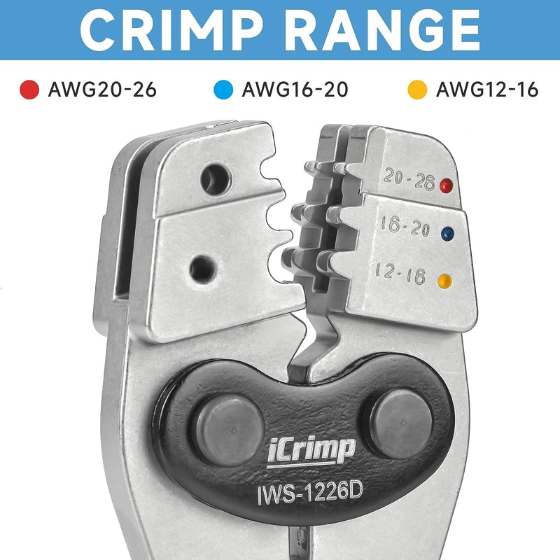 IWS-1226D Crimping Tools Works for Raychem TE MiniSeal Low Profile Environmental Splices M81824/1-XX from AWG 26-12 Hand Crimping Pliers iCrimp