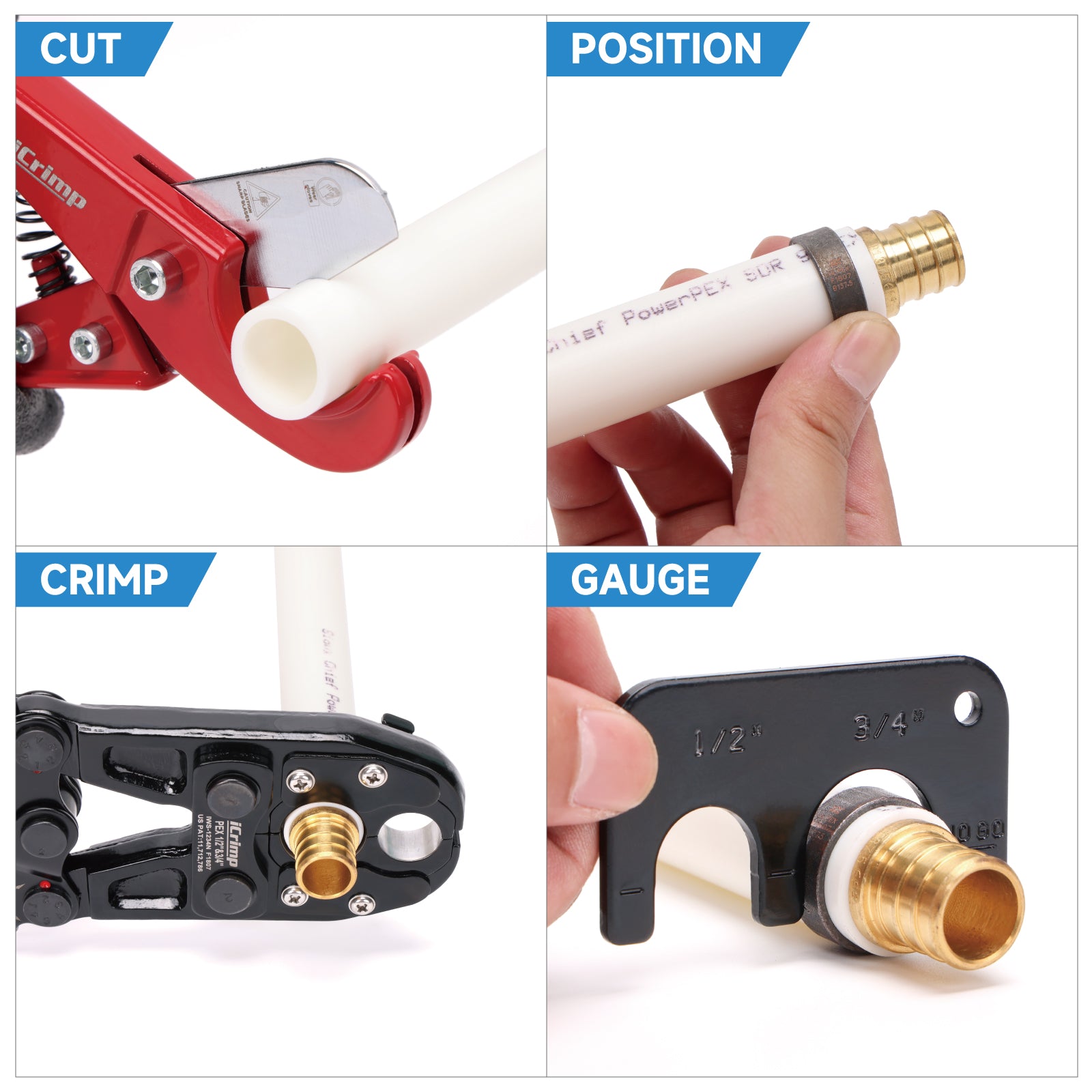 IWS-1234N Pex Pipe Crimping Tool with Convertible 1/2
