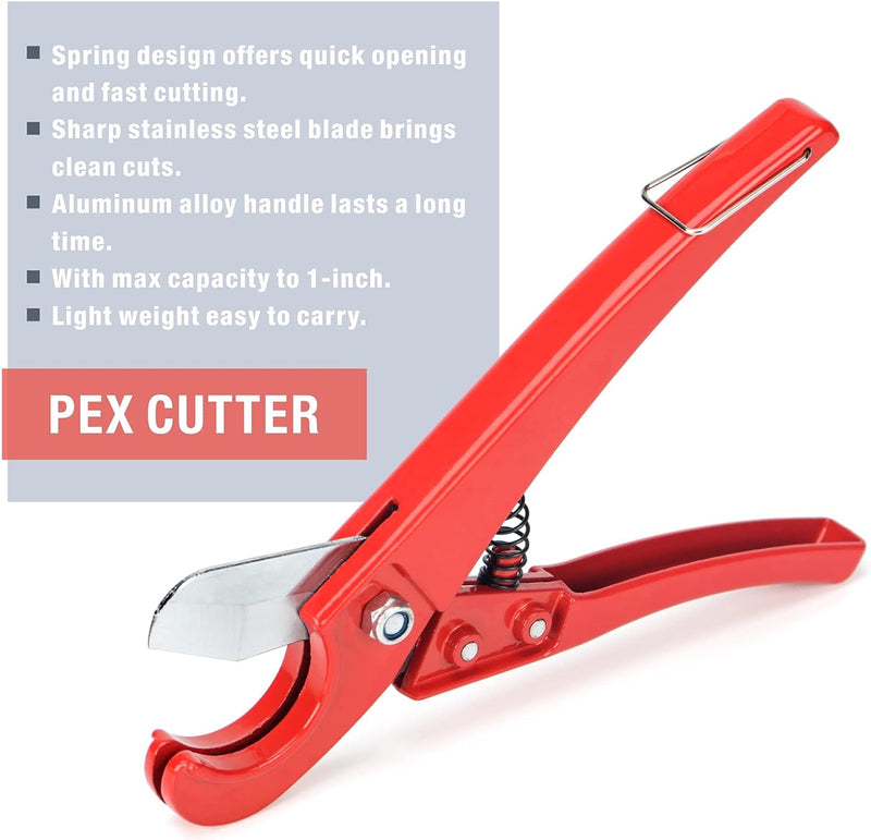 IWS-1234PSK Tool Set ASTM F1807 1/2 and 3/4-inch Dual PEX Crimper w/Copper Rings,PEX Cutter and Gauge PEX Pipe Tools iCrimp