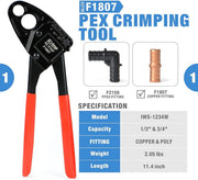 IWS-1234W 1/2"&3/4" Angel Combo PEX Pipe Crimping Tool-Single Tool with Go/No-Go Crimp Gauge PEX Pipe Tools iCrimp