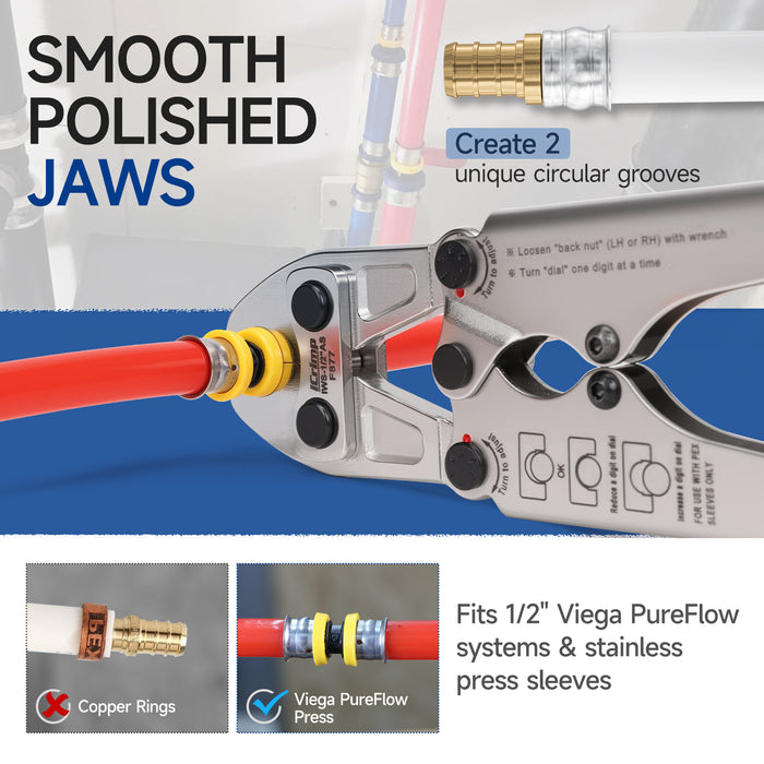 IWS-S12  iCrimp 1/2" PEX Crimping Tool for Stainless Steel Crimping Tool - F877 Crimp Tool is compatible with crimping systems